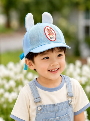Mulberro Blue 3D Bunny Ears Kids Cap | Soft Mesh | Adjustable Fit | 2–6 Years - Kids Accessories