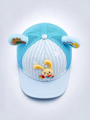 Mulberro Blue 3D Bunny Kids Cap with Ears Breathable Mesh 2-6Y - Kids Accessories