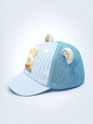 Mulberro Blue 3D Bunny Kids Cap with Ears Breathable Mesh 2-6Y - Kids Accessories