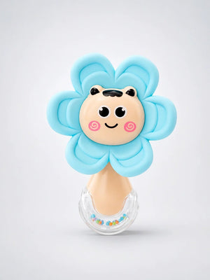 Mulberro Blue Flower 2-in-1 Baby Silicone Teether & Rattle | Soothes Gums | 0M+ - Teether