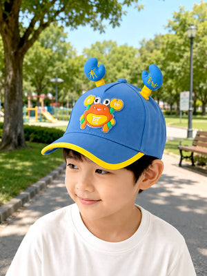 Mulberro Blue Yellow 3D Crab Kids Baseball Cap Adjustable 2-6Y - Kids Accessories