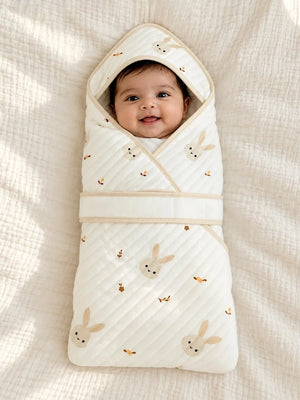 Mulberro Bunny Garden 6-Layer Muslin Cotton Baby Swaddle Blanket | 4-in-1 | 85×85 cm - Baby Blankets & Quilts