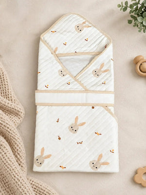Mulberro Bunny Garden 6-Layer Muslin Cotton Baby Swaddle Blanket | 4-in-1 | 85×85 cm - Baby Blankets & Quilts