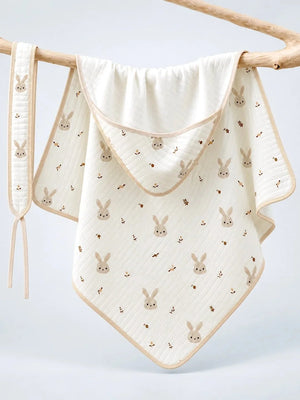 Mulberro Bunny Garden 6-Layer Muslin Cotton Baby Swaddle Blanket | 4-in-1 | 85×85 cm - Baby Blankets & Quilts