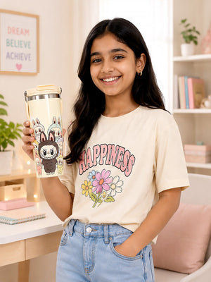 Mulberro Bunny Monster Crew Stainless Steel Kids Tumbler | Dual Lid & Straw - Water Bottle