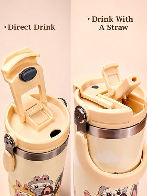 Mulberro Bunny Monster Crew Stainless Steel Kids Tumbler | Dual Lid & Straw - Water Bottle