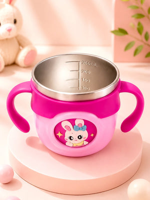 Mulberro Bunny Stainless Steel Sipper Bottle for Babies & Toddlers — 250ml | Spill-Proof Spout & Flip-Top Straw - Water Bottle