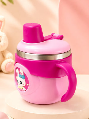 Mulberro Bunny Stainless Steel Sipper Bottle for Babies & Toddlers — 250ml | Spill-Proof Spout & Flip-Top Straw - Water Bottle