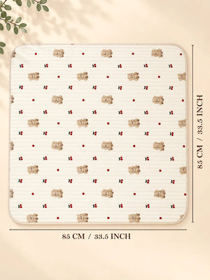 Mulberro Cherry Bear Ivory 6-Layer Muslin Cotton Baby Swaddle Blanket | 4-in-1 | 85×85 cm - Baby Blankets & Quilts