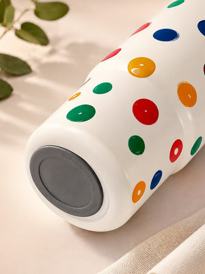 Mulberro Colourful Polka Dot Stainless Steel Kids Tumbler | 2-in-1 Lid, Straw & Carry Handle - Water Bottle
