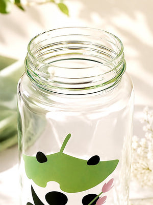 Mulberro Cute Panda Kids Glass Water Bottle — 500ml | One-Click Flip Lid & Straw - Water Bottle