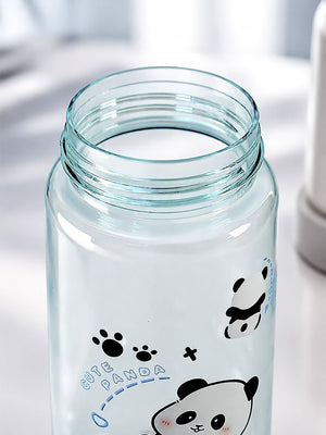 Mulberro Cute Panda Kids Water Bottle — 600ml | One-Click Flip Straw & Leak-Proof Lid | Borosilicate Glass - Water Bottle