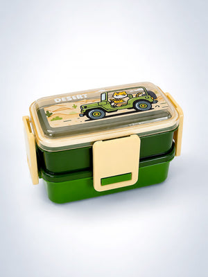 Mulberro Desert Tiger 2-Tier Kids Lunch Box | Stainless Steel | Leak-Proof | Spork & Sauce Box Included - Baby Food & Storage