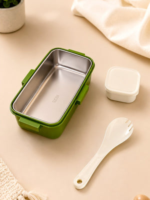 Mulberro Desert Tiger 2-Tier Kids Lunch Box | Stainless Steel | Leak-Proof | Spork & Sauce Box Included - Baby Food & Storage