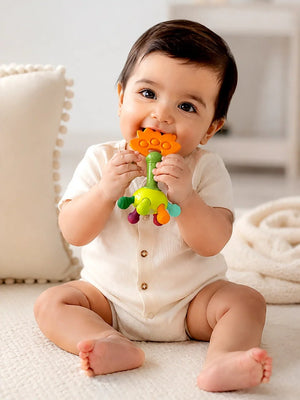 Mulberro Dino Teether Rattle for Babies | Multi-Textured | BPA-Free | 6–18 Months - Teether