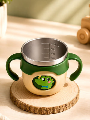 Mulberro Dinosaur Stainless Steel Sipper Bottle for Babies & Toddlers — 250ml | Spill-Proof Spout & Dual Handles - Water Bottle
