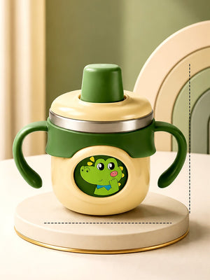Mulberro Dinosaur Stainless Steel Sipper Bottle for Babies & Toddlers — 250ml | Spill-Proof Spout & Dual Handles - Water Bottle