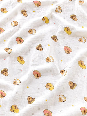 Mulberro Donut Bear White Muslin Cotton Baby Swaddle Blanket | 5-in-1 Multi-Use | 110×110 cm - Baby Blankets & Quilts