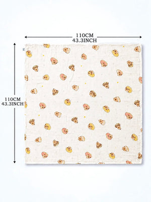 Mulberro Donut Bear White Muslin Cotton Baby Swaddle Blanket | 5-in-1 Multi-Use | 110×110 cm - Baby Blankets & Quilts