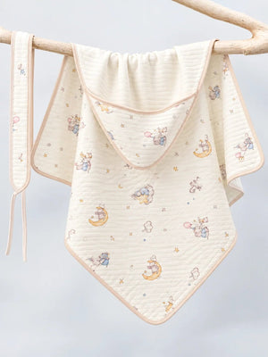 Mulberro Dreamy Elephant & Bunny 6-Layer Muslin Cotton Baby Swaddle Blanket | 4-in-1 | 85×85 cm - Baby Blankets & Quilts