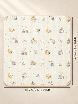 Mulberro Dreamy Elephant & Bunny 6-Layer Muslin Cotton Baby Swaddle Blanket | 4-in-1 | 85×85 cm - Baby Blankets & Quilts