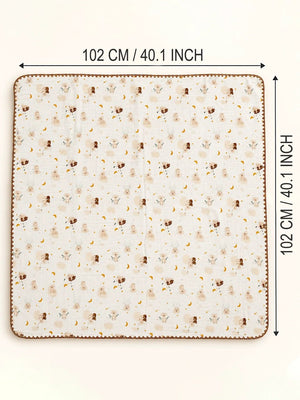 Mulberro Dreamy Koala & Stars Super Soft Muslin Cotton Baby Blanket | All-Season | Ivory & Gold | 102×102 cm - Baby Blankets & Quilts