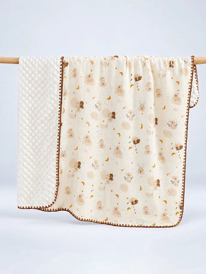 Mulberro Dreamy Koala & Stars Super Soft Muslin Cotton Baby Blanket | All-Season | Ivory & Gold | 102×102 cm - Baby Blankets & Quilts