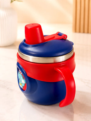 Mulberro Elephant Stainless Steel Sipper Bottle for Babies & Toddlers — 250ml | Spill-Proof Spout, Flip Straw & Dual Handles - Water Bottle
