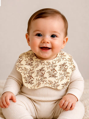 Mulberro Floral, Vine & Confetti Dots 3-Piece Muslin Cotton Baby Bibs | Snap Closure | Drool & Burp Bib - Baby Bibs