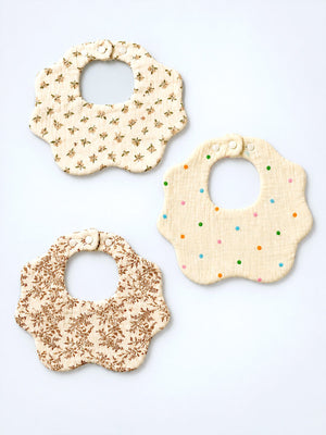 Mulberro Floral, Vine & Confetti Dots 3-Piece Muslin Cotton Baby Bibs | Snap Closure | Drool & Burp Bib - Baby Bibs