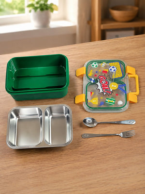 Mulberro Football Goal Kids Stainless Steel Lunch Box with Cutlery - Baby Food & Storage