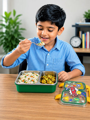Mulberro Football Goal Kids Stainless Steel Lunch Box with Cutlery - Baby Food & Storage