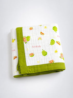 Mulberro Guava Garden 6-Layer Muslin Cotton Baby Blanket | All-Season | 110×110 cm - Baby Blankets & Quilts