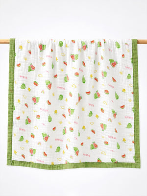 Mulberro Guava Garden 6-Layer Muslin Cotton Baby Blanket | All-Season | 110×110 cm - Baby Blankets & Quilts