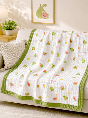 Mulberro Guava Garden 6-Layer Muslin Cotton Baby Blanket | All-Season | 110×110 cm - Baby Blankets & Quilts