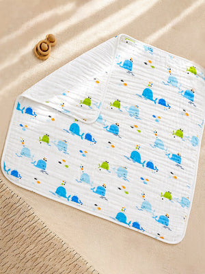 Mulberro Happy Whales 6-Layer Muslin Hooded Swaddle Blanket for Newborns - Baby Blankets & Quilts