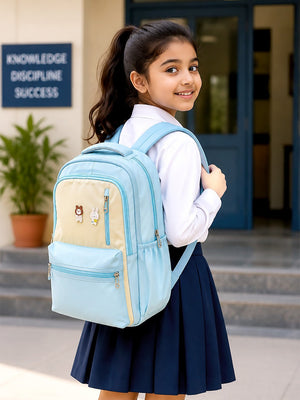Mulberro Kids Bear & Bunny School Backpack – Light Blue - School Bag