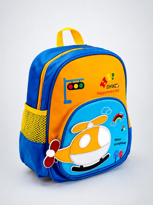 Mulberro Kids Helicopter 3D Backpack – Blue & Orange School Bag for Toddlers & Kids - School Bag