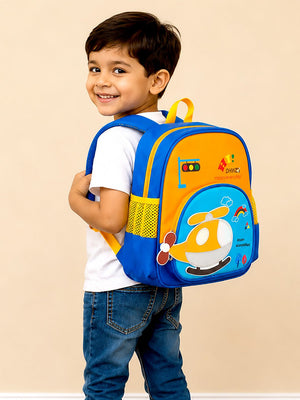 Mulberro Kids Helicopter 3D Backpack – Blue & Orange School Bag for Toddlers & Kids - School Bag