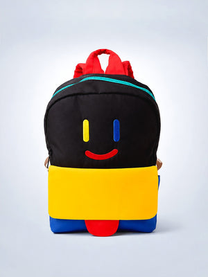 Mulberro Kids Smiley Face Colour Block Backpack – Black Multi - School Bag