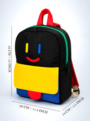 Mulberro Kids Smiley Face Colour Block Backpack – Black Multi - School Bag