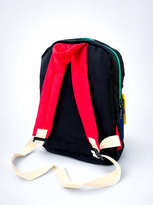 Mulberro Kids Smiley Face Colour Block Backpack – Black Multi - School Bag