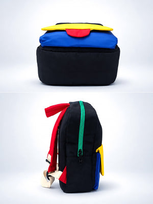 Mulberro Kids Smiley Face Colour Block Backpack – Black Multi - School Bag