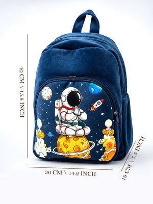 Mulberro Kids Soft Plush Astronaut Space Backpack – Navy Blue - School Bag