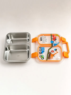 Mulberro Kids Stainless Steel Lunch Box – Construction Trucks "To The Rescue" | Leakproof Bento Box with Cutlery - Insulated lunch bag