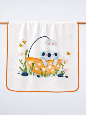 Mulberro Koala Bath Day 6-Layer Muslin Cotton Baby Blanket 102x102cm - Baby Blankets & Quilts