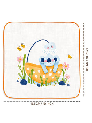 Mulberro Koala Bath Day 6-Layer Muslin Cotton Baby Blanket 102x102cm - Baby Blankets & Quilts