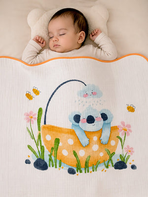 Mulberro Koala Bath Day 6-Layer Muslin Cotton Baby Blanket 102x102cm - Baby Blankets & Quilts