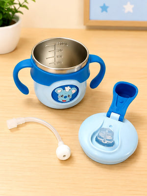 Mulberro Koala Stainless Steel Sipper Bottle for Babies & Toddlers — 250ml | Spill-Proof Spout & Flip-Top Straw - Water Bottle