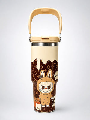 Mulberro Labubu Monogram Stainless Steel Kids Tumbler | Dual Lid & Carry Handle - Water Bottle